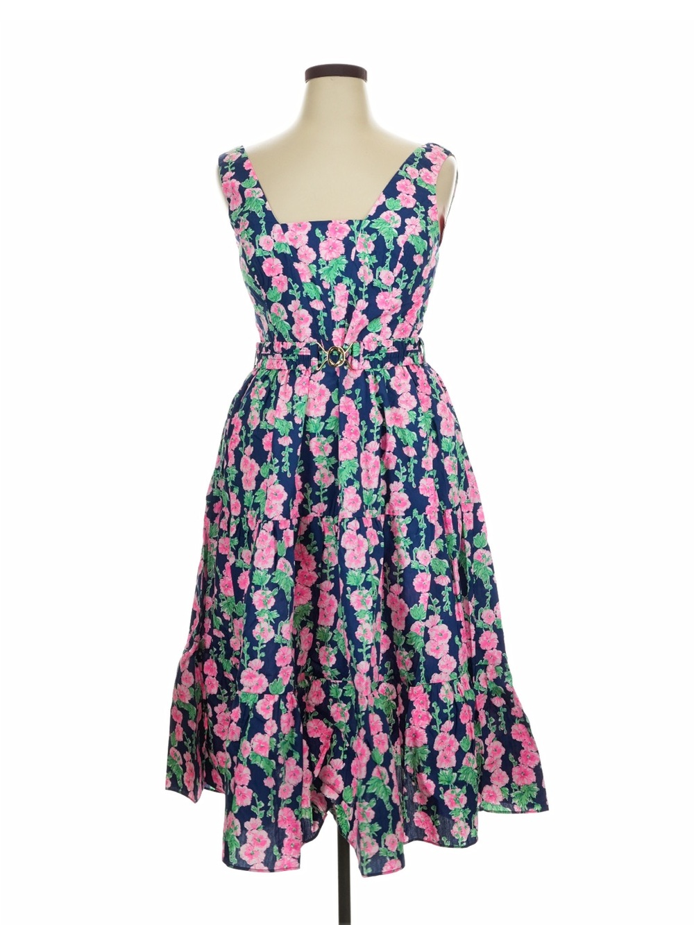 NWT Lilly Pulitzer Sz 14 McKinnon Midi Dress in Oyster Bay Navy De Vine